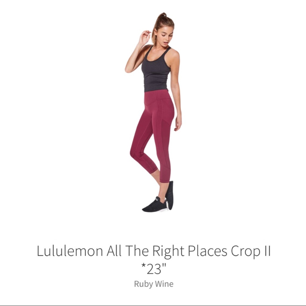 Lululemon All The Right Places Crop II *23" sz 6 Ruby Wine